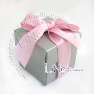100 5cm Silver 2pc Favour Gift Box Wedding Party Shower  