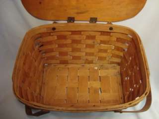Old Vintage All Split Wood Picnic Basket  