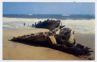 HATTERAS NC Beached SHIPWRECK Hull Remains G A Kohler postcard