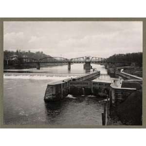River,dam,spillway,bridge,Muskingum River,OH,1930 