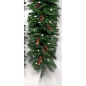 16 Pre Lit Cheyenne Pine With Cones Christmas Garland   Clear 