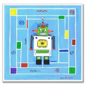  The Kids Room Robot Man with Blue Background Square Wall 