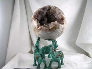 Agate and Crystal Drusy Geode Sphere Brazil #506  