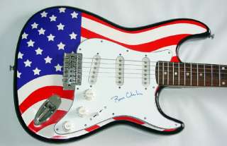 Former President Bill Clinton Signed USA Flag Guitar & Proof UACC RD 