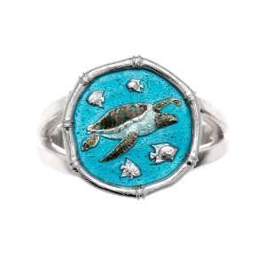   : Guy Harvey 15mm Full Color Enamel Sea Turtle Ring   Size 7: Jewelry