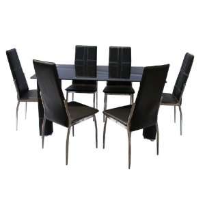   Tai Avatar 7 Pc Dining Set Table, 6 Side Chairs Black