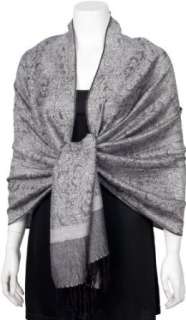   design Pashmina Shawl / Wrap / Stole   Black/ White paisley Clothing