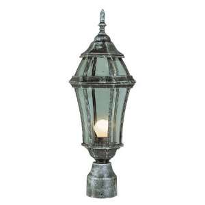     One Light Outdoor Post Mount, Black Gold Finish with Beveled Glass