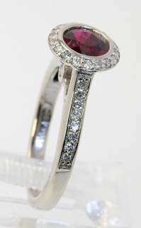 VIVID 1.30CT ROUND RED RUBELLITE DIAMOND 14K WHITE GOLD RING!!  