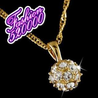 charm 18k gold GP Swarovski Crystal ball Necklace A26  