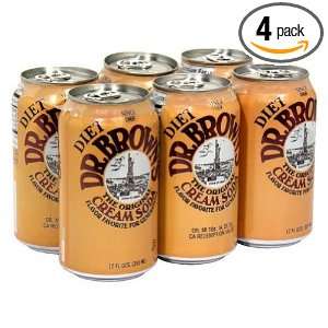 Dr. Brown Soda Cream Soda Diet 6 pack, 12 ounces (Pack of4):  