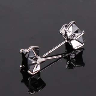 Gold Plated black diamond cut crystal star stud earring  