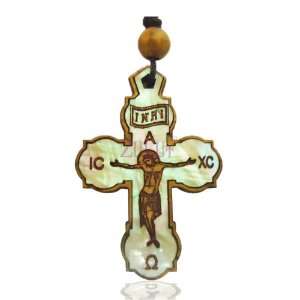 White Mother Of Pearl Pendanet   Crucifix Carvings 