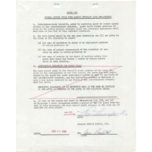   Roy Autographed/Hand Signed Screen Actors Guild Contract dated 8/15/60