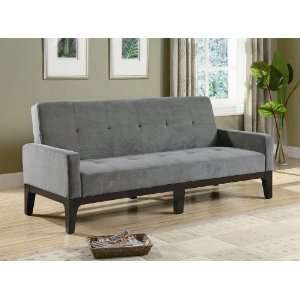  Sofa Bed with Button Tufted in Blue/Gray Microfiber Fabric 