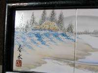 Original Signed Japanese 3 Hand Painted Framed Tiles  