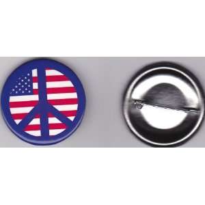  Peace Sign Button Pin   American Flag 