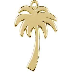  14K Yellow Gold Tiny Palm Tree Charm: Jewelry