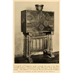  1919 Print 16th Century Vargueno Desk Wrought Iron 