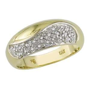  10K Yellow Gold 1/6 ctw Diamond Bombe Ring Jewelry