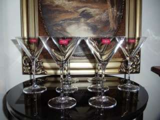 NIB 8 Pc Large French Crystal Cocktail Martinis, Cristal Darques 