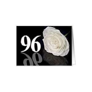  96th Birthday card with a white rose Card: Toys & Games