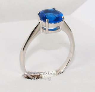 Womans Sterling Silver Ring Blue Sapphire Cubic Zirconia Sizes 4 5 6 7 