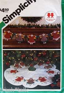 Vtg 80s Christmas Tree Skirt pattern ANGEL dolls appliq  