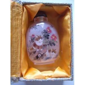  Inside Painted Chinese Snuff Bottle Cute Kittens