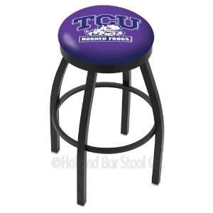 TCU Horned Frogs Logo Black Wrinkle Swivel Bar Stool with Flat Accent 