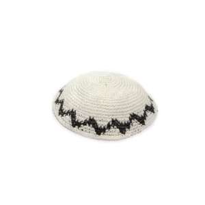   Centimeter White Knitted Kippahs with a Wave Pattern 