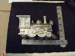 Silver Plated Metal Steam Engine Locomotive Money Bank  