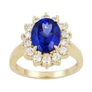  14K Yellow Gold Tanzanite and Diamond Ring: Jewelry