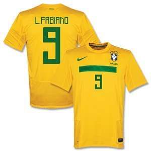  2011 Brazil Home Jersey + Fabiano 9 (Fan Style) Sports 
