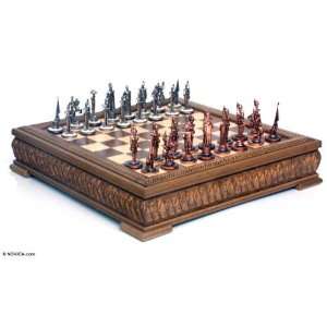  Wood and brass chess set, French Army Home & Kitchen