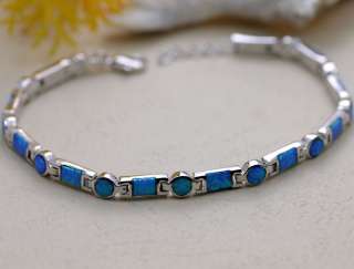 OB63 Blue Fire Opal Gemstone Silver Bracelet Fashion Jewelry  
