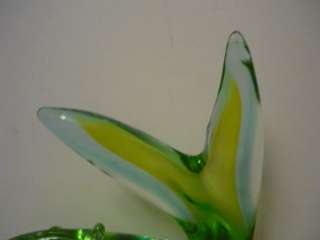 Murano Art Glass Yellow Green Blue Fish Paperweight Figurine Numbered 