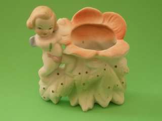 Adorable Fine Bisque Porcelain Cherub & Flower Spill Vase  