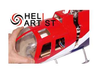 HeliArtist 450 BO105 Fiber Glass Fuselage   RED BLUE  