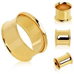 14Kt. Gold Plated Double Flare Tunnel Plugs   8G (3.2mm)   Sold as a 