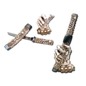 New Fantasy Skeleton Dagger Knife with Stand:  Sports 