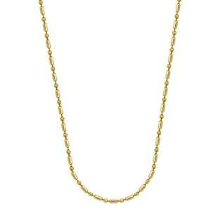  14k Two Tone Gold 1.4mm Bead and Bar Chain Necklace, 18 Jewelry