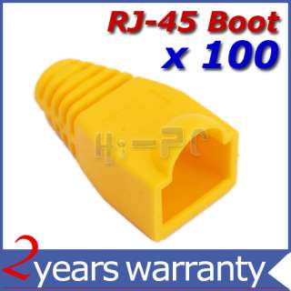 100 RJ45 Cat5 Plug Protector Cap Head Boot Hood Yellow  