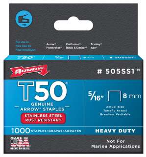   Co. 505SS1 5/16 inch T50 Stainless Steel Staples 079055835165  
