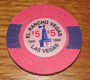 EL RANCHO1941 1960 $5 LAS VEGAS BORLAND FANTASY CASINO CHIP  