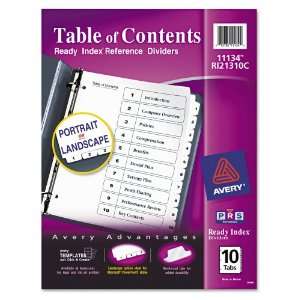 Avery Ready Index Table of Contents Dividers, White, 10 Tabs, 1 Set 