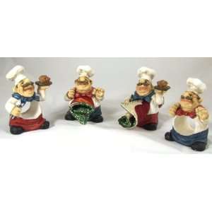  Fat Chef Napkin Ring Holder   Set of Four Kitchen Table 
