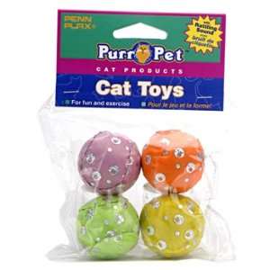  4 Pack Purr Pet Flashy Balls Cat Toy: Kitchen & Dining