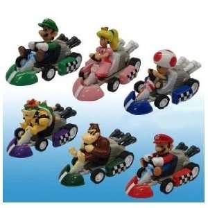 Super Mario Bros Mini Kart Pullback Figure Set Of 6 *USA SELLER 