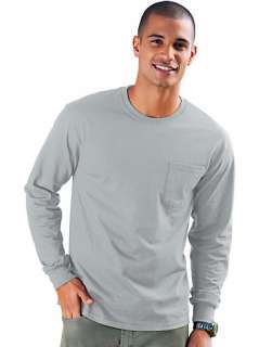 Mens Hanes Long Sleeve T Shirt with Pocket   style 5596  